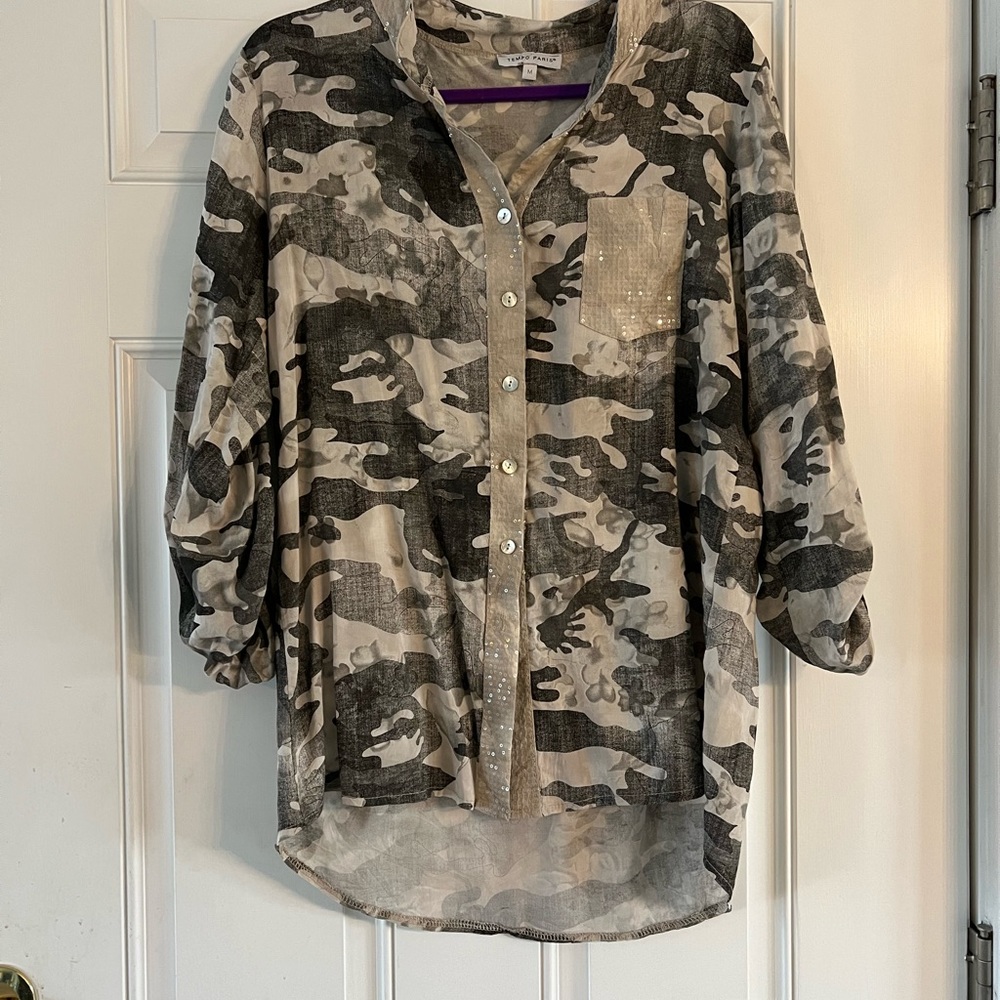 Tempo Paris Medium cotton Camouflage with Sequins